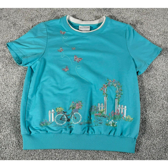 Vintage 90s Y2K Top Petite Small PS Embroidery Beaded Cottagecore Floral Garden - Picture 1 of 12